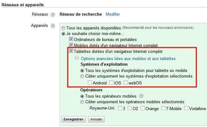 Le ciblage des tablettes dans AdWords Comment cibler les tablettes dans Google AdWords