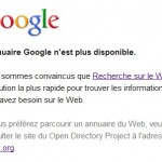 Fin de l'annuaire Google Fin de l'annuaire Google