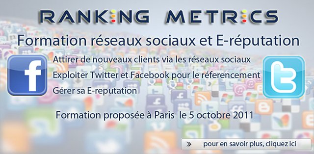 Formation réseaux sociaux par Ranking Metrics Formation Facebook Twitter