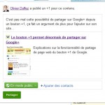 Exemple de partage de page vers Google+ avec le bouton +1 de Google Exemple de partage de page vers Google+ avec le bouton +1 de Google