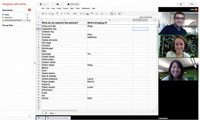 Le partage de document (ici Google Docs) via Google+ Le partage de document (ici Google Doc) via Google Plus