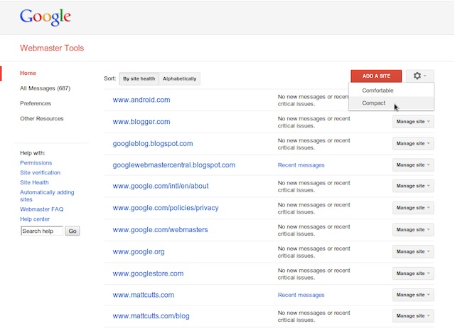 Liste des sites dans GWT Liste des sites dans GWT