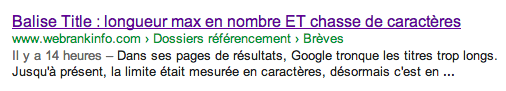 Exemple de titre dans les SERP