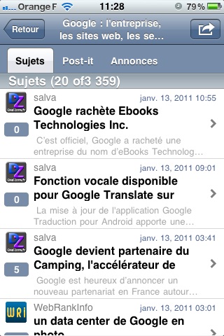Liste des topics avec Tapatalk
