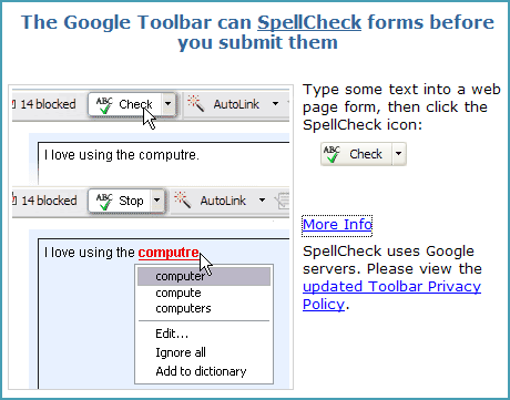 Google Toolbar Spell Check