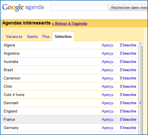 FIFA 2010 : agenda equipes