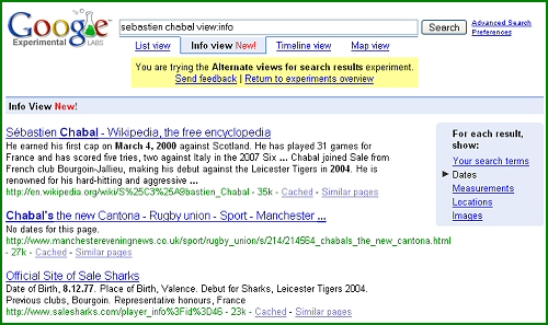 Affichage de dates dans Google Alternate Views