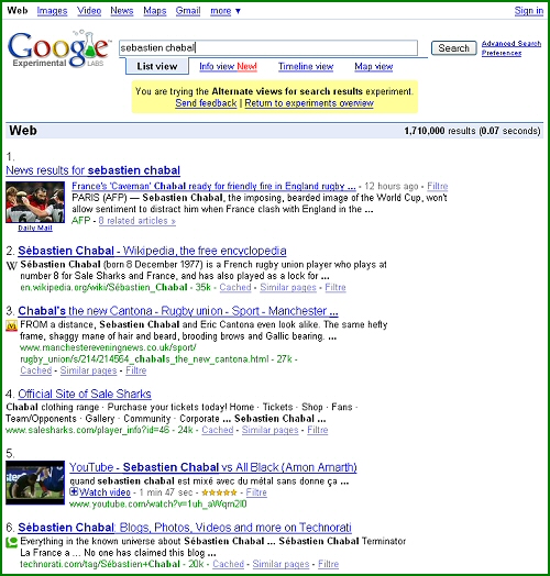 Affichage classique dans Google Alternate Views