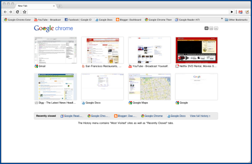 Interface de Google Chrome sous Mac