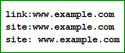 Les commandes link: et site: