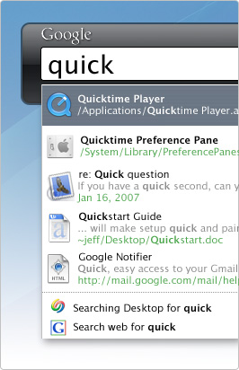 Google Desktop Search pour Mac OS X