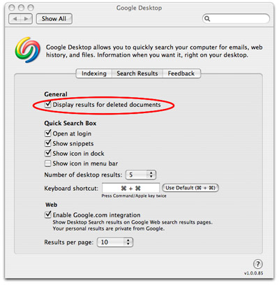Google Desktop sur Mac