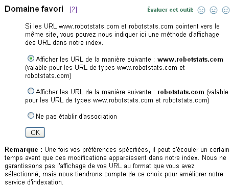 Domaine favori dans Google