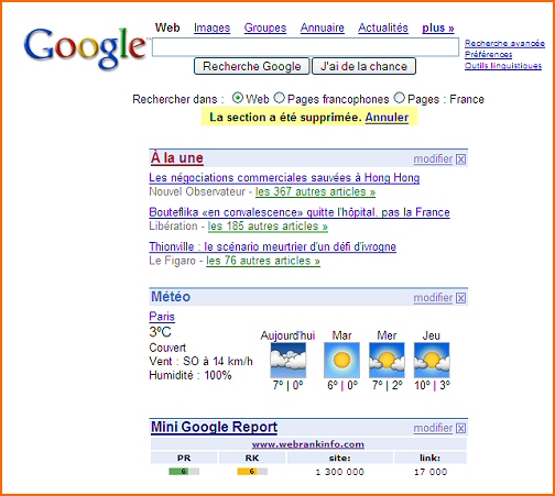 Google HomePage API