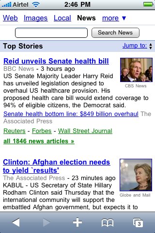 Google News pour mobiles
