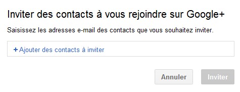 Formulaire invitation Google Plus