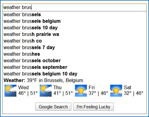 La météo dans Suggest