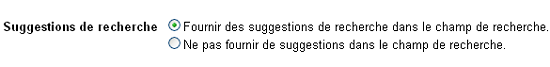 Option de désactivation de Google Suggest