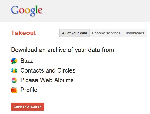 Configuration de Google Takeout