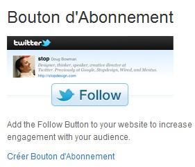 Bouton officiel abonnement Twitter