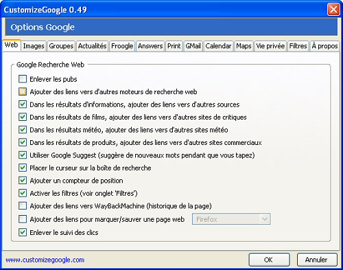 Extension Firefox Customize Google