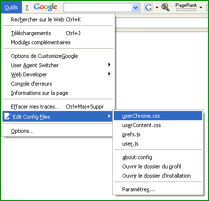 Utilisation de l'outil Edit Config Files