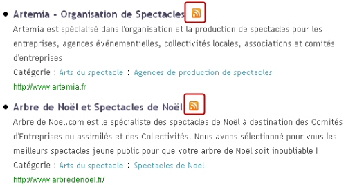 recherche de sites de spectacles proposant un flux