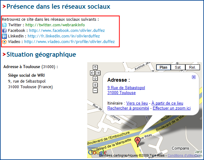 Zone réseaux sociaux (annuaire WebRankInfo)