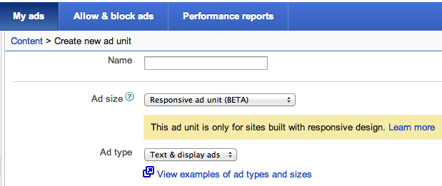 Ad unit adsense responsive design