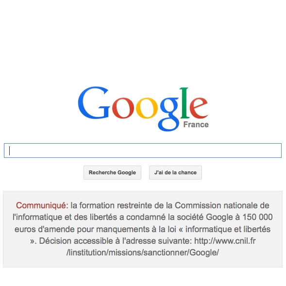 Amende CNIL Google France 2014