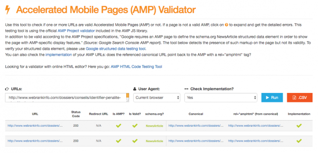 Outil de validation AMP