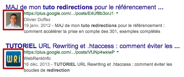 Authorship : photo SERP posts Google Plus