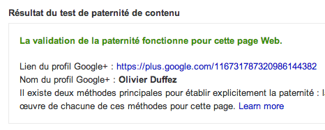 Rich snippet tool : test de paternité de contenu