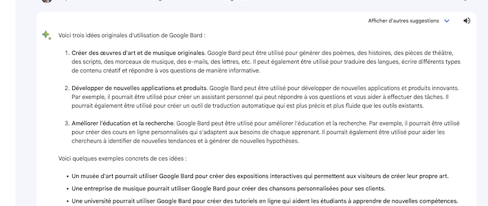 exemple Google Bard