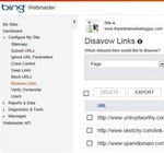 Formulaire pour désavouer un backlink chez Bing