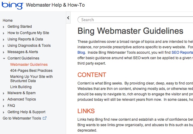 Bing Webmaster Guidelines