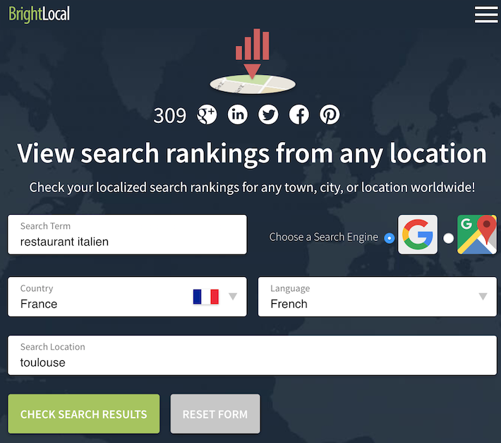 BrightLocal outil geoloc