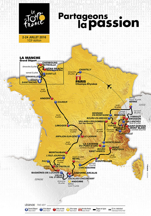 Carte officielle Tour de France 2016