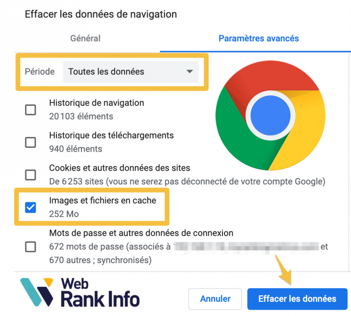 Effacer le cache de Chrome