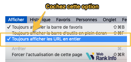 Chrome afficher URL en entier