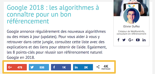 Compteurs partages réseaux sociaux
