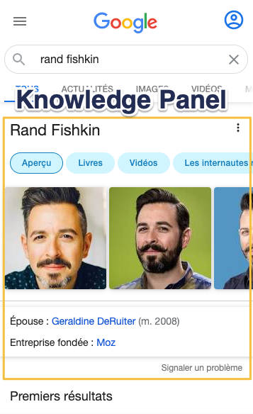 Données structurées et knowledge panel sur mobile