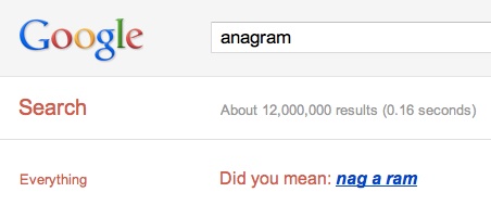 Easter Egg Google Anagram