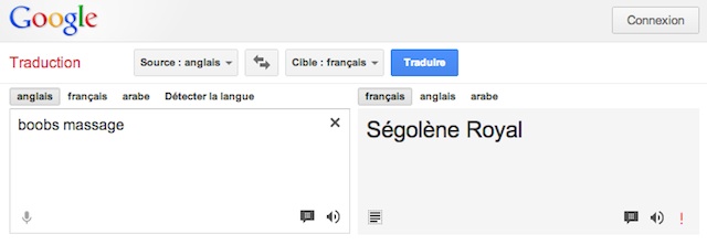 Easter Egg Google Traduction Boobs massage Segolene Royal