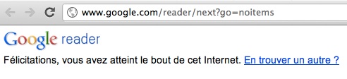 Easter Egg Google Reader : le bout d'Internet