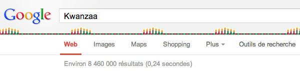 Des décorations des SERP Google pour Kwanzaa
