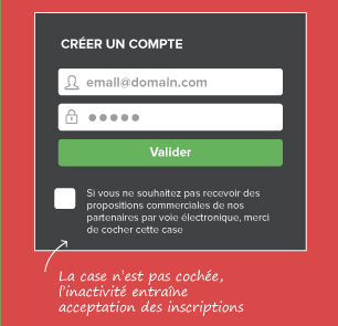 Formulaire inscription non conforme RGPD