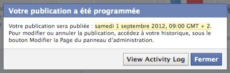 Avertissement publication programmée