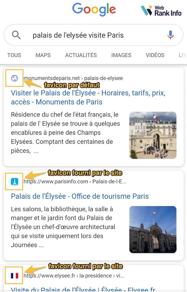 Favicon SERP Google
