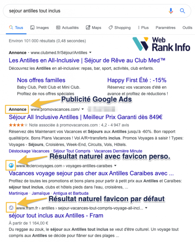 favicon SERP Google desktop officiel janvier 2020